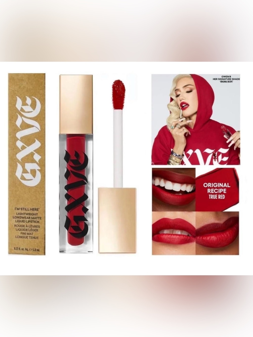 Gwen Stefani GXVE True Red Matte Lightweight Longwear Liquid Lipstick, NEW